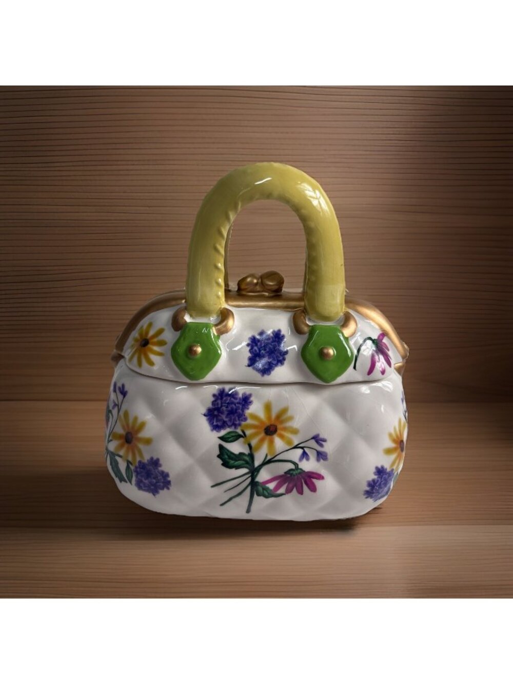 DAVID’S COOKIES FLORAL DESIGN PURSE COOKIE JAR
